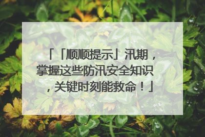 「顺顺提示」汛期，掌握这些防汛安全知识，关键时刻能救命！