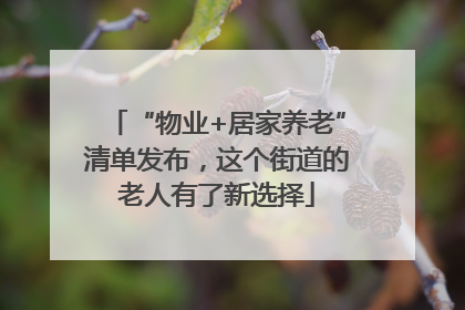 “物业+居家养老”清单发布，这个街道的老人有了新选择