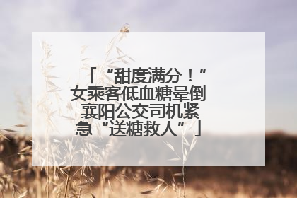 “甜度满分！”女乘客低血糖晕倒 襄阳公交司机紧急“送糖救人”