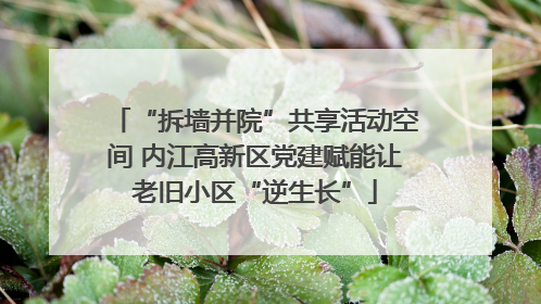 “拆墙并院”共享活动空间 内江高新区党建赋能让老旧小区“逆生长”