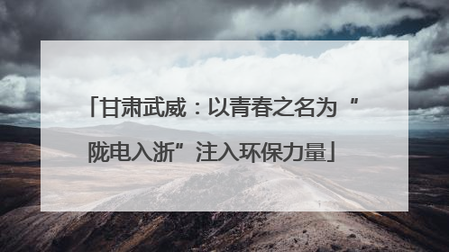 甘肃武威：以青春之名为“陇电入浙”注入环保力量