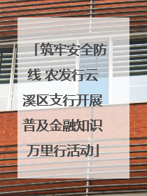 筑牢安全防线 农发行云溪区支行开展普及金融知识万里行活动