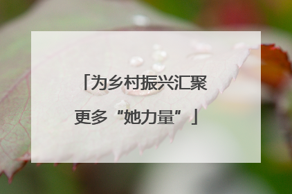 为乡村振兴汇聚更多“她力量”