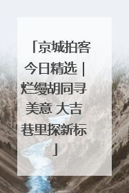 京城拍客今日精选｜烂缦胡同寻美意 大吉巷里探新标