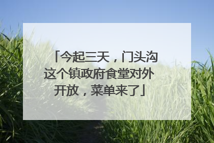 今起三天，门头沟这个镇政府食堂对外开放，菜单来了