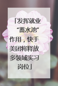 发挥就业“蓄水池”作用，快手美团将释放多领域实习岗位