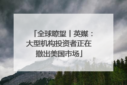 全球瞭望丨英媒：大型机构投资者正在撤出美国市场