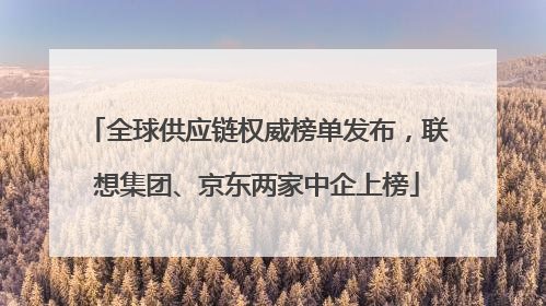 全球供应链权威榜单发布，联想集团、京东两家中企上榜