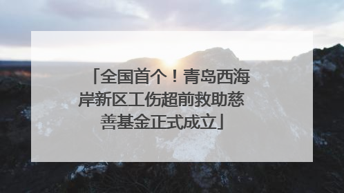 全国首个！青岛西海岸新区工伤超前救助慈善基金正式成立