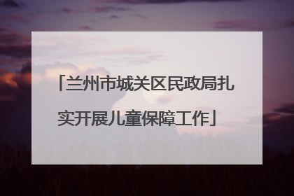 兰州市城关区民政局扎实开展儿童保障工作