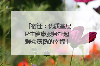 宿迁：优质基层卫生健康服务托起群众稳稳的幸福
