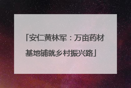 安仁黄林军：万亩药材基地铺就乡村振兴路