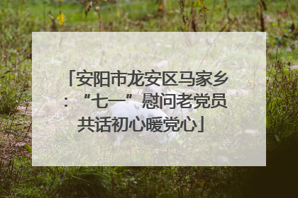 安阳市龙安区马家乡：“七一”慰问老党员 共话初心暖党心