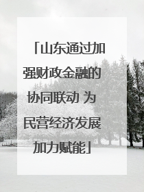 山东通过加强财政金融的协同联动 为民营经济发展加力赋能