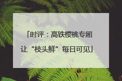 时评：高铁樱桃专厢 让“枝头鲜”每日可见