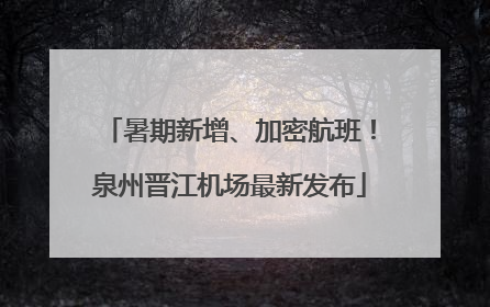 暑期新增、加密航班！泉州晋江机场最新发布