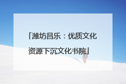 潍坊昌乐：优质文化资源下沉文化书院