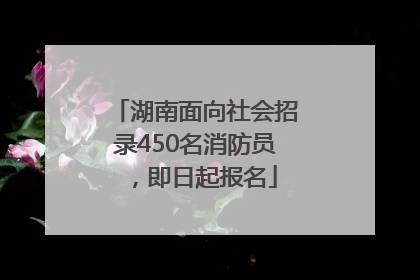 湖南面向社会招录450名消防员，即日起报名