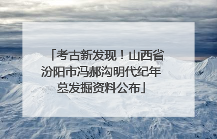 考古新发现！山西省汾阳市冯郝沟明代纪年墓发掘资料公布