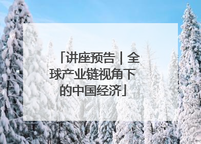 讲座预告｜全球产业链视角下的中国经济