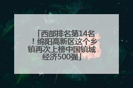 西部排名第14名！绵阳高新区这个乡镇再次上榜中国镇域经济500强