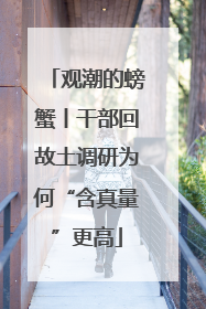 观潮的螃蟹丨干部回故土调研为何“含真量”更高