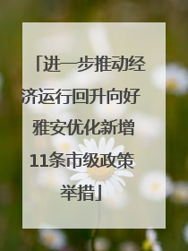 进一步推动经济运行回升向好 雅安优化新增11条市级政策举措