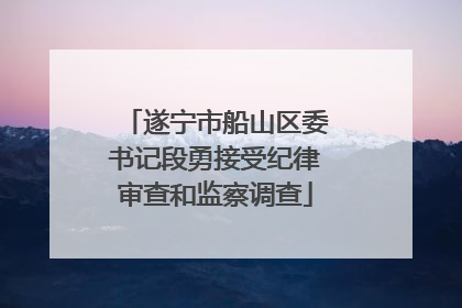 遂宁市船山区委书记段勇接受纪律审查和监察调查