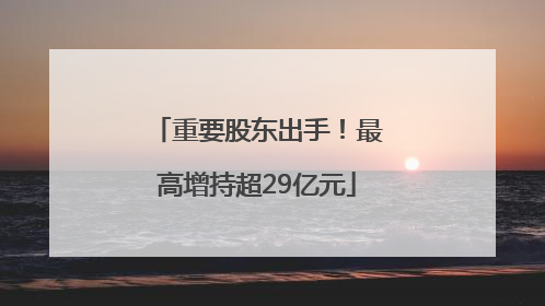 重要股东出手！最高增持超29亿元