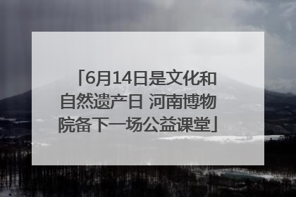 6月14日是文化和自然遗产日 河南博物院备下一场公益课堂
